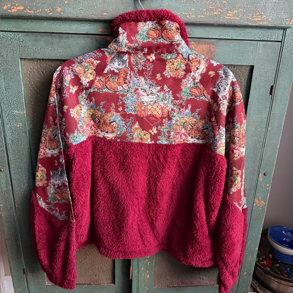 Cider Fleece Collar Floral Cat Knotted Sweatshirt - Picture 10 of 14